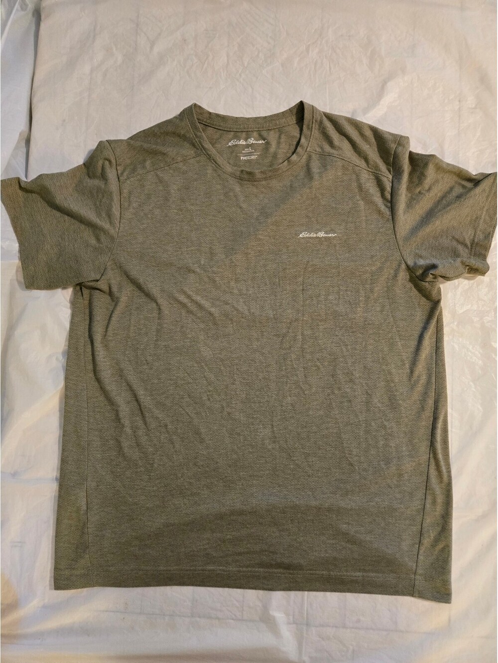 Eddie Bauer FreeDry Men's Large Performance T Shirt Olive Gray Moisture Wicking